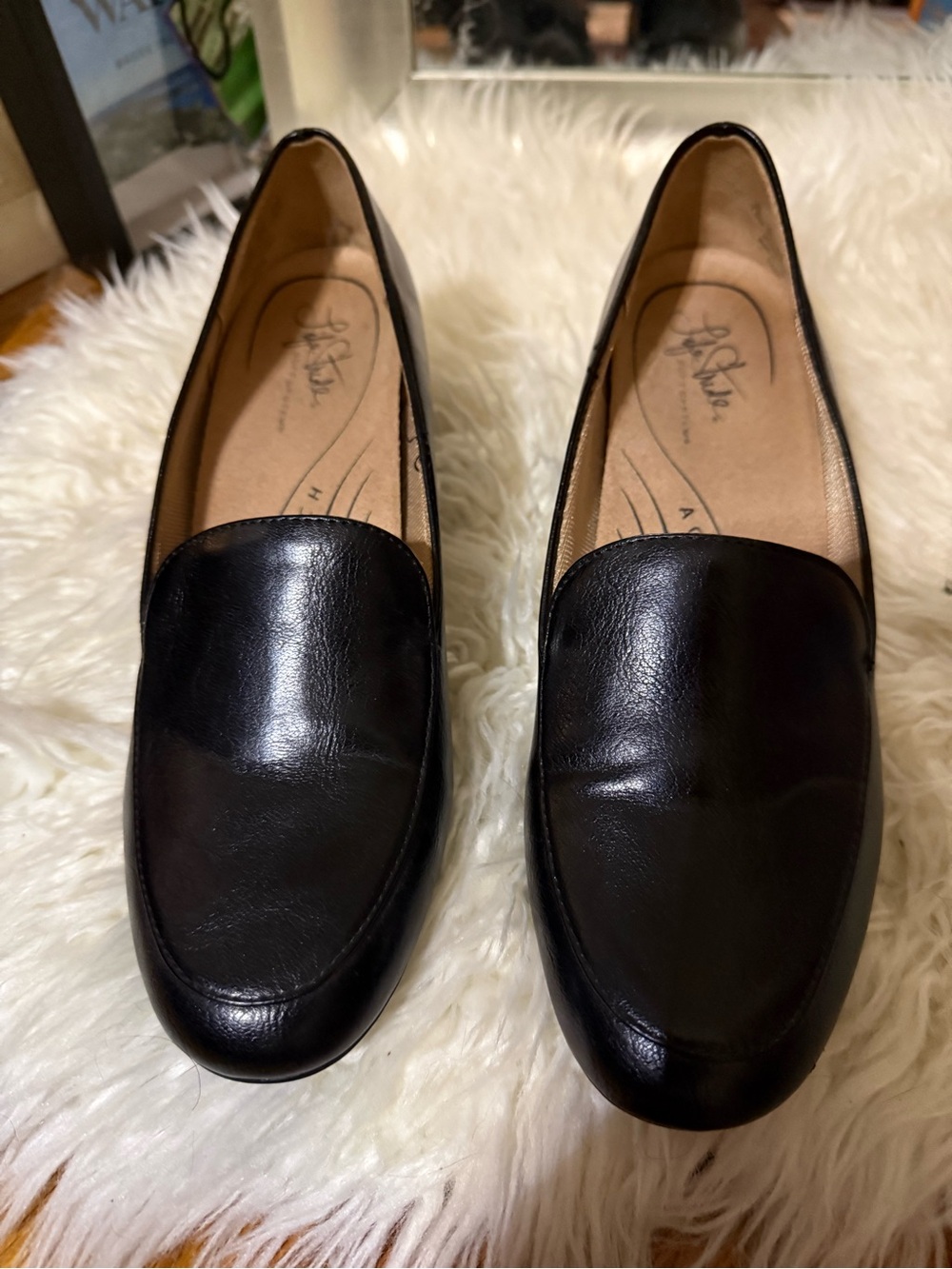 Life Stride Black Leather Slip-On Loafers